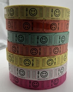 Tickets Single Stub Roll of 2000 Fun Fair Carnival Fund Raiser Smile - 7 Rolls - Picture 1 of 1