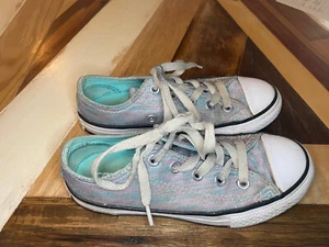 Converse All Star Youth Kids Girls/Boys Silver/Pink/Teal Shoes Sneakers Size 12 - Picture 1 of 6