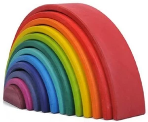 Regenbogen Holzregenbogen Stapelbogen Motorikspielzeug Bunter Bogen Stapelturm - Bild 1 von 6