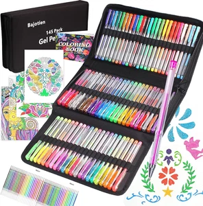 Vozuna 145 Pack Glitter Gel Pens Set 72 Unique Colours & 72 Refills with 1 Book