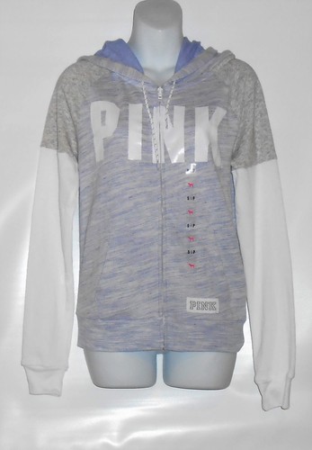 UNDERCOVER Felpa con cappuccio Victoria's Secret rosa French Terry full zip colorblock viola marna S nuova con etichette