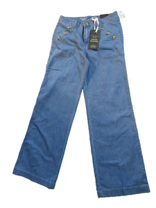 NWT The Limited Denim Trousers Jeans Button Detail Wide Leg Women's Size 8 - Picture 1 of 6