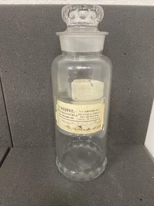 Antiguo Hermoso Raro Boticario Medicina Farmacia Tarro Con Tapón Pat’d 1891 - Imagen 1 de 24
