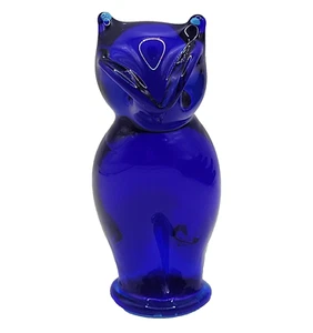 Eule stehend Figur Kobaltblau Kunstglas Vintage 60er 70er Jahre Briefbeschwerer - Bild 1 von 22