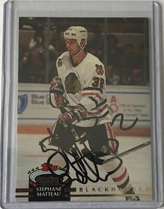 STEPHANE MATTEAU CHICAGO  BLACKHAWKS SIGNED TOPPS SC 1992-93 CARD #363 AUTO