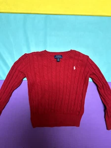 Polo Ralph Lauren Girls Cable Knit Sweater Red / Gold Pony Wool Blend size 6x - Picture 1 of 3