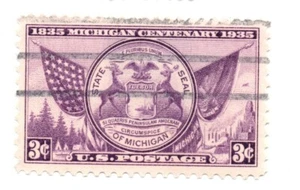 STAMP US SCOTT 775 "Michigan State Seal" 3 CENT USED 1935 (a2) - Picture 1 of 1