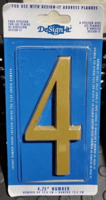 Placa/buzón de dirección premium No.4 - dorado/número latón satinado - 4,75" DeSign-It Foto 1 de 2
