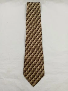 Louis Roth Tie Gold Red Silk Squares Light Weight Necktie 60x4 - Picture 1 of 3