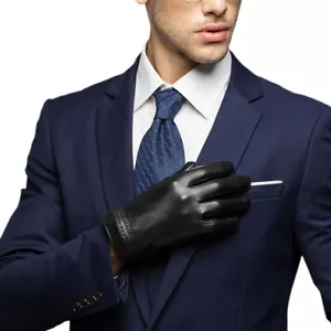 MENS LEATHER GLOVES REAL LEATHER GENUINE LEATHER WARM OUTDOOR DRIVING 8719 - Picture 1 of 6