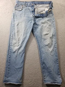 Levi's 501 Jeans Men's 38x30 Button Fly Blue Denim Straight 100% Cotton Mid Rise - Picture 1 of 17
