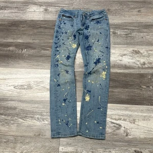 Vintage Ralph Lauren Light Wash Womens 10 Paint Splattered Bowery Skinny Jeans - Picture 1 of 14