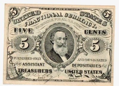 US Fractional Currency 5 Five Cents Third Issue Green Back- Clark - FR 1238 SP - Image 1 of 2