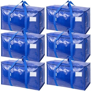 6 Pack Extra Large Moving Bags with Zippers & Carrying Handles, Heavy-Duty St... - Picture 1 of 9