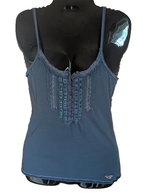 Vintage Hollister Cami Top M Babydoll Bella Swan Lace Velvet Trim Fitted Y2K - Image 1 of 4