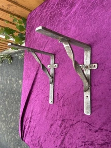 Reclaimed Salvage Pair Of Hand Made Metal Wall Brackets Depth 21 cms - Picture 1 of 13