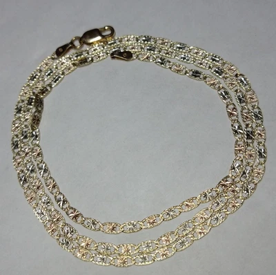 Solid 14k tri-color gold 2.5mm anchor mariner chain necklace 4.74 grams - 20.5" - Image 1 of 4