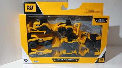 Juego de juguetes de plástico CAT pequeñas máquinas 8 piezas bulldozer/retroexcavadora/camión volquete/excavadora + Foto 1 de 2