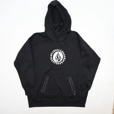 Volcom Men's Black Hoodie Sweater Large Fleece Zipper Pocket - Image 1 of 4