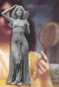 Modellino miniatura specchio donna Art Nouveau scala 1/24 80 mm resina - Foto 1 di 3