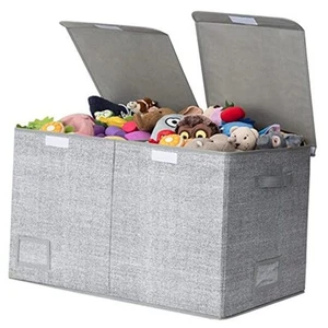  Toy Chest with Lids, Foldable Toy Storage 24 ½"L x 12 ¾"W x 15 ½"H Light Gray - Picture 1 of 7
