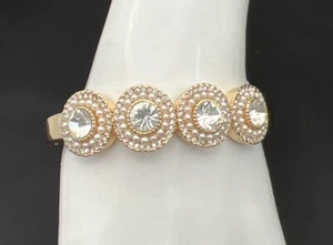 Bracelet Charter Club Gold 4 Large Round Rhinestones Centered New See Photos - Picture 1 of 6