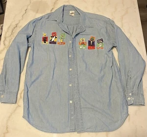 1998 Looney Tunes Denim Button Up Collard Womens Shirt **With Details** - Picture 1 of 10