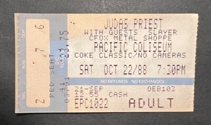 Boleto de concierto Slayer & Judas Priest 1988 22/10/88 Vancouver BC Canadá - Imagen 1 de 2