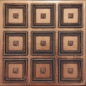 Ceiling Wall Backsplash Tile Glue Up, PVC 20" x 20" ROCOCCO Antique Copper Black - Picture 1 of 3