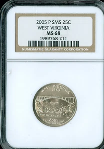 2005 P WEST VIRGINIA QUARTER NGC MS68 SMS . - Picture 1 of 2