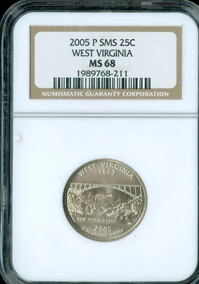 2005 P WEST VIRGINIA QUARTER NGC MS68 SMS  . - Image 1 of 2
