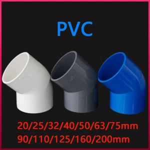 PVC Winkel 45 Grad Klebefittings 20mm-200mm Verbindungsstück Klebemuffe Fittings - Picture 1 of 10