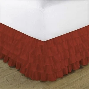 1pc SOLID PLAIN DUST RUFFLE BED SKIRT 20" INCH DROP GYPSY Multi LAYERS Easy Fit - Picture 1 of 11