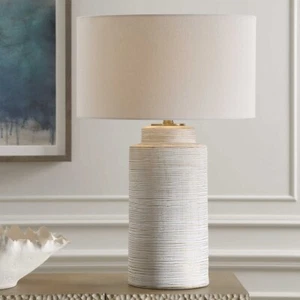 CRIMP RIBBED CERAMIC TABLE LAMP ADD STYLE TO ANY ROOM - Picture 1 of 5
