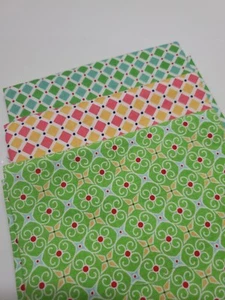 Lori Holt Fabric Floral Pink Blue Green Dots 3 Pcs Sew Quilt Craft FAT QUARTER - Picture 1 of 1
