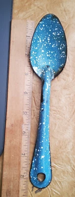 Vintage Spoon Enamel Enamelware Blue & White Rustic Country Decore Granite Ware - Image 1 of 4