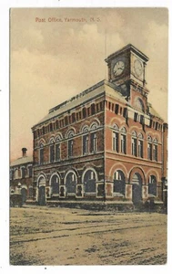 Yarmouth Nova Scotia Postcard Post Office Clock Tower Street View Unused - Bild 1 von 2