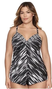 Miraclesuit Love Knot Black & White Underwire Tankini Top with Bottoms Size 16 - Picture 1 of 20
