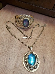 1970s Whiting & Davis Aurora Borialis Necklace and Bracelet DX876 - Picture 1 of 10