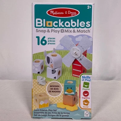 Melissa & Doug Blockables Farm Friends Snap & Play Mix & Match 16 Peças NOVO - Imagem 1 de 4