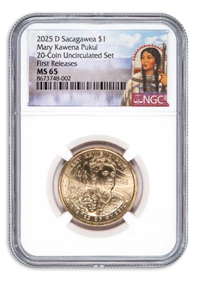 2025 D Sacagawea Native American Dollar from 20-Coin Uncirculated Set NGC MS65 - Image 1 of 2