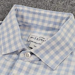 Camisa Mizzen + Principal Para Hombre Mediana Azul Cuadros Ajuste Sotavento Rendimiento Elastizada - Imagen 1 de 13