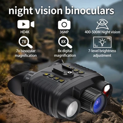 NV8360 Head-Mounted 36MP 4K UHD Infrared 500M Night Vision 8X Zoom 3D Binoculars - Image 1 of 4