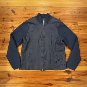 Vintage Pendleton Blue Leather And Wool Full Zip Up Jacket Women’s Size L USA - Picture 1 of 10