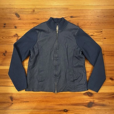 Vintage Pendleton Blue Leather And Wool Full Zip Up Jacket Women’s Size L USA - Image 1 of 4