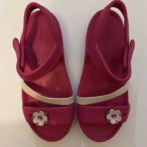 Sandalias Crocs Rosa Niñas Con Margaritas Niñas Grandes Talla 3 Correa Blanca - Imagen 1 de 4