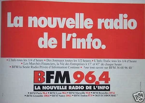 PUBLICITÉ BFM 96.4 LA NOUVELLE RADIO DE L'INFO DES JOURNAUX TOUTES LES 1/2 HEURE - Bild 1 von 1