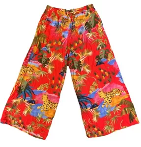 Lounge PANTS CYNTHIA ROWLEY 100% Rayon Wide Legs Cheetah Sz L Woman’s - Picture 1 of 6