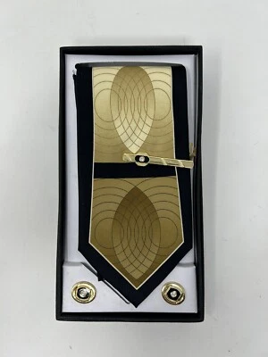 Juego de gemelos y barra de corbata Giorgio Brutini hechos a mano dorados y negros nuevo en caja Foto 1 de 3