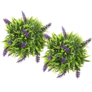 2 Pezzi Pianta Topiaria Finta Palline Solari Erba Simulata Decorazione Ufficio Appeso - Foto 1 di 12